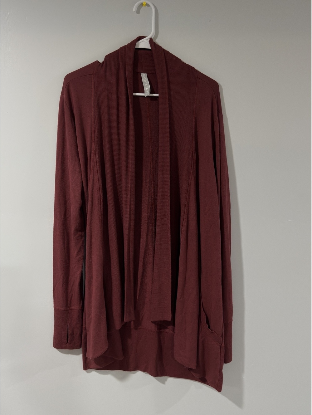 Athleta Women Cardigan Open Front Relaxed Fit Burgundy Medium